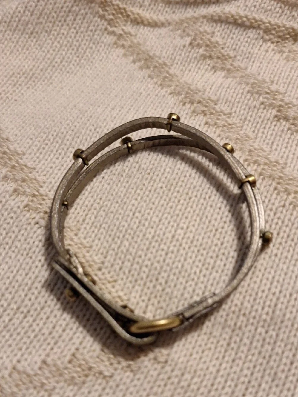 Fossil Metallic Gold Leather Double-Wrap Bracelet